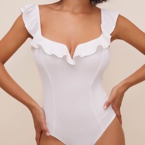 Astr Cream Ribbed Bodysuit